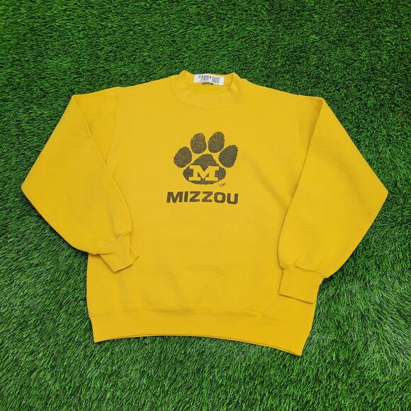 Vintage 1983 Mizzou Sweatshirt Womens Medium 19x23 Yellow USA Made - Picture 1 of 13